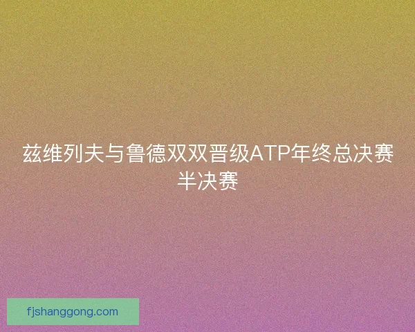 兹维列夫与鲁德双双晋级ATP年终总决赛半决赛